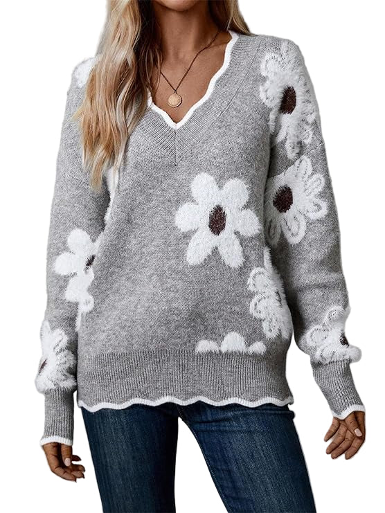 Amelia Floral V-Neck Jumper