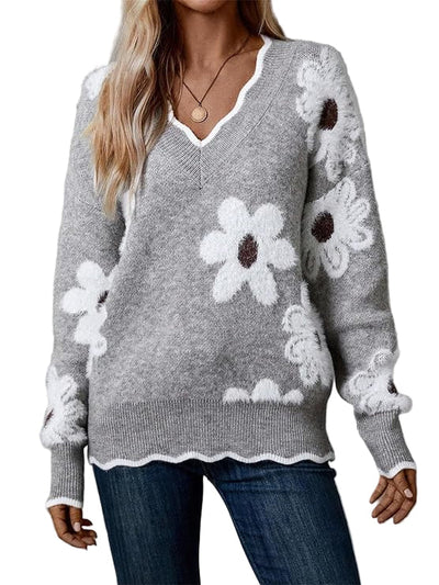 Amelia Floral V-Neck Jumper