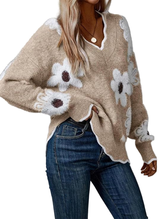 Amelia Floral V-Neck Jumper