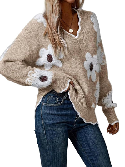 Amelia Floral V-Neck Jumper