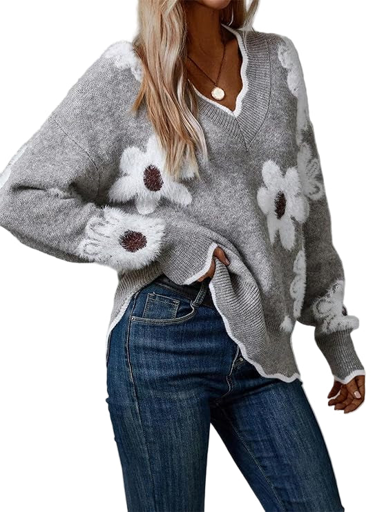 Amelia Floral V-Neck Jumper