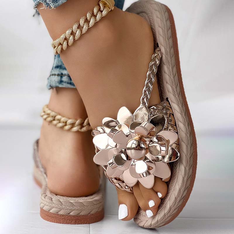 3D Floral Decorative Flat House Slippers