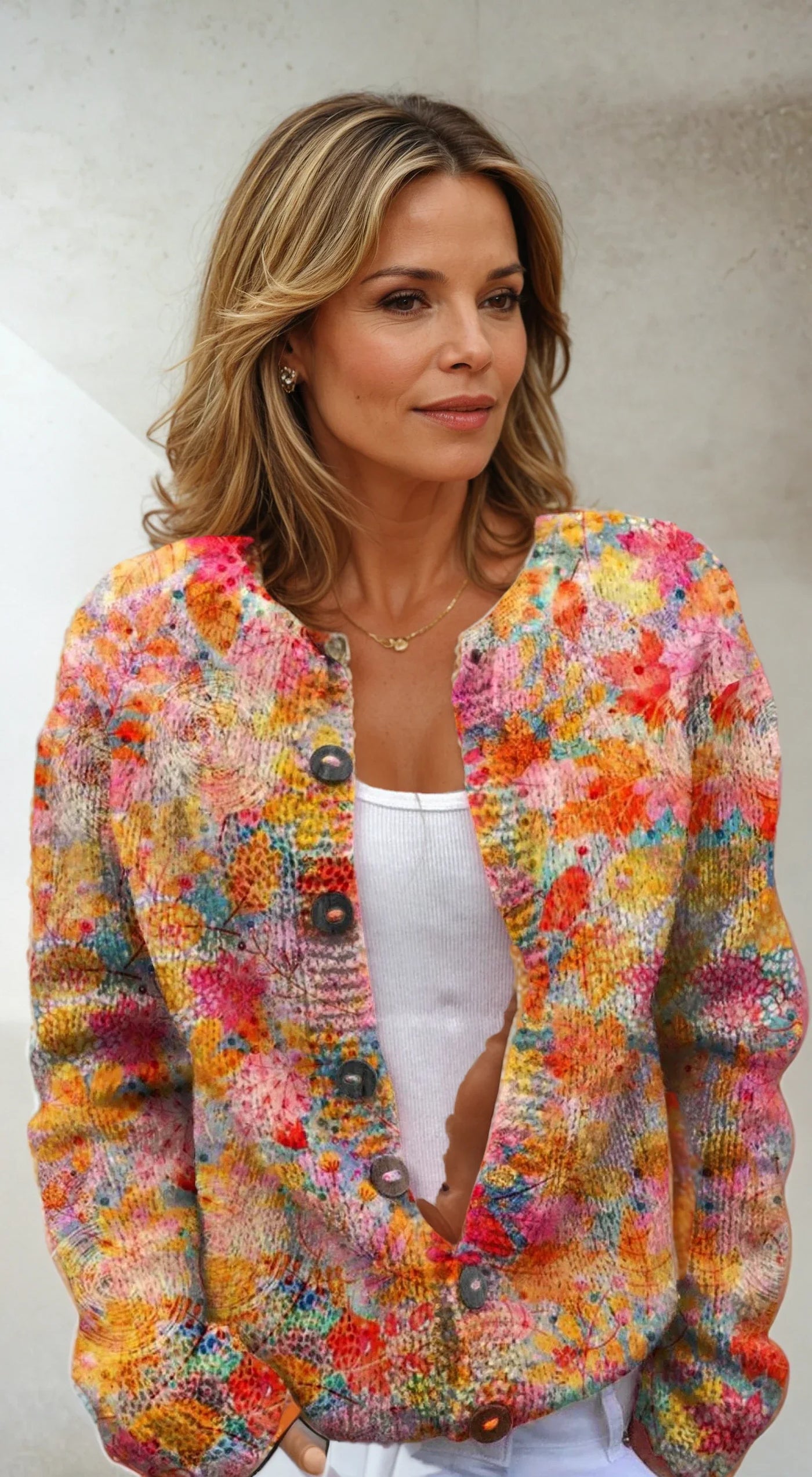 Floral Print Buttoned Casual Cardigan  Sweater