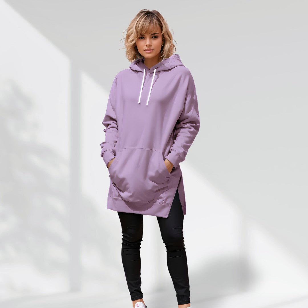 The Cozy Luxe Hoodie Dress Purple