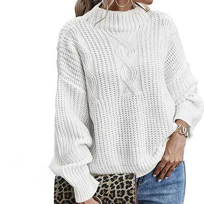 Casual Sweater with Cable Knit Pattern
