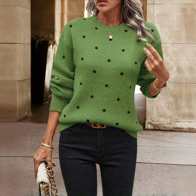 Casual Knitted Sweater with Polka Dots
