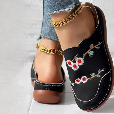 Vintage house slippers with floral embroidery