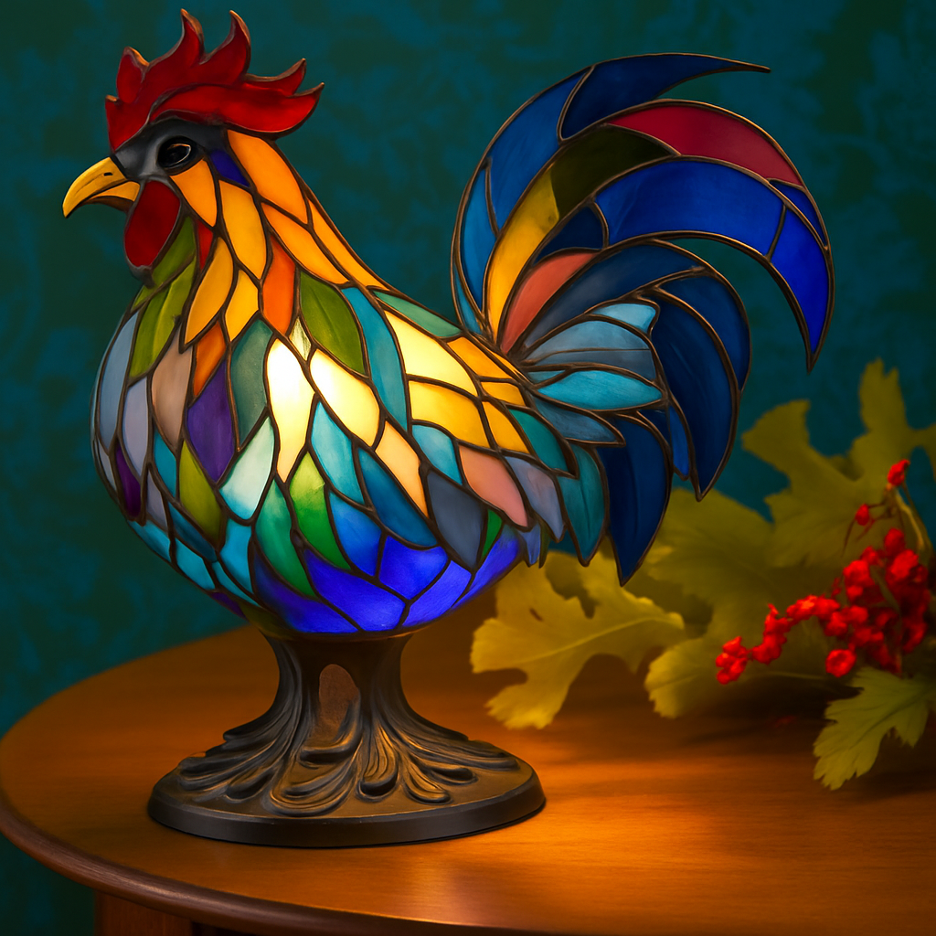 Ollie | Colored Rooster Lamp
