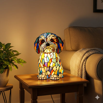 Charlie | Colorful Stained Glass Dog Lamp