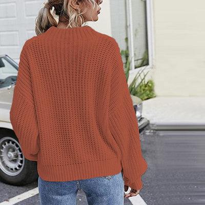 Casual Sweater with Cable Knit Pattern