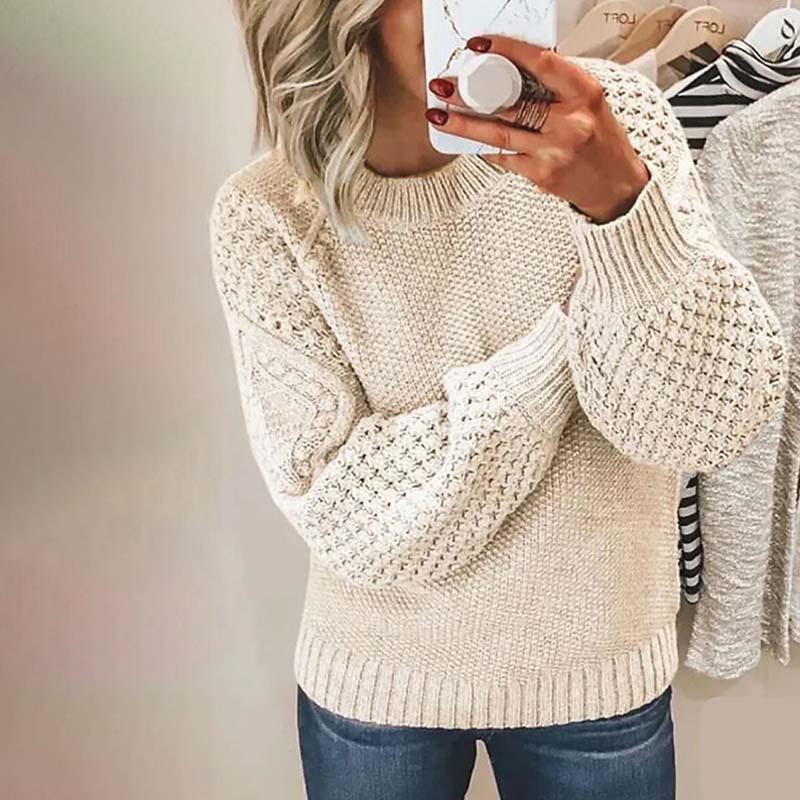 Casual Solid Color Knit Sweater