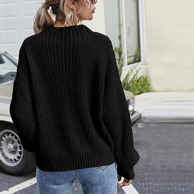 Casual Sweater with Cable Knit Pattern