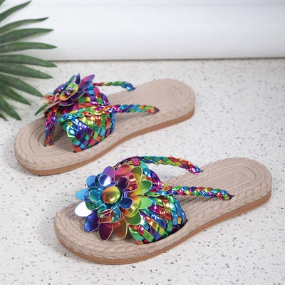 3D Floral Decorative Flat House Slippers
