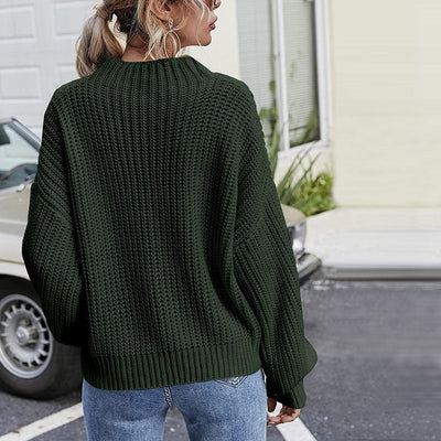 Casual Sweater with Cable Knit Pattern