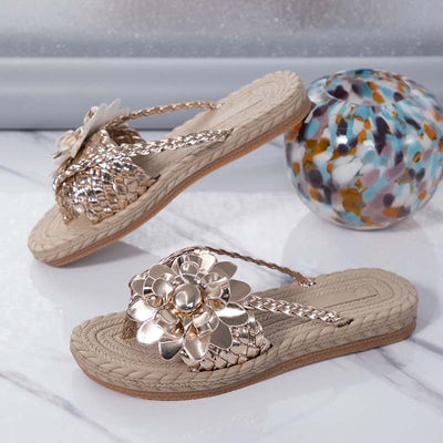 3D Floral Decorative Flat House Slippers