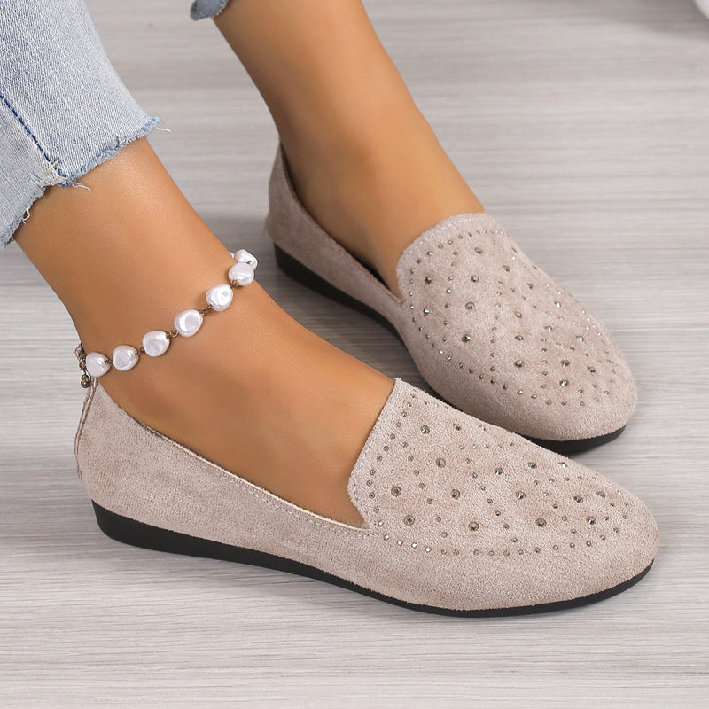 Flat Shoes Decorated with Rhinestones