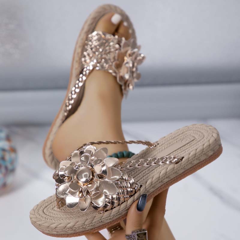 3D Floral Decorative Flat House Slippers