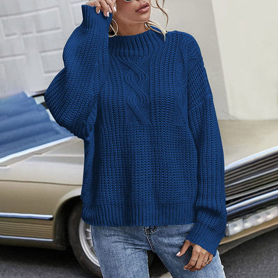 Casual Sweater with Cable Knit Pattern