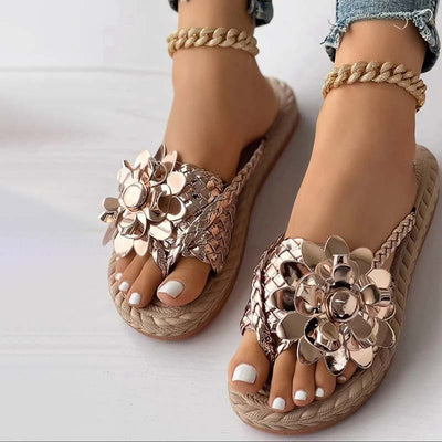 3D Floral Decorative Flat House Slippers