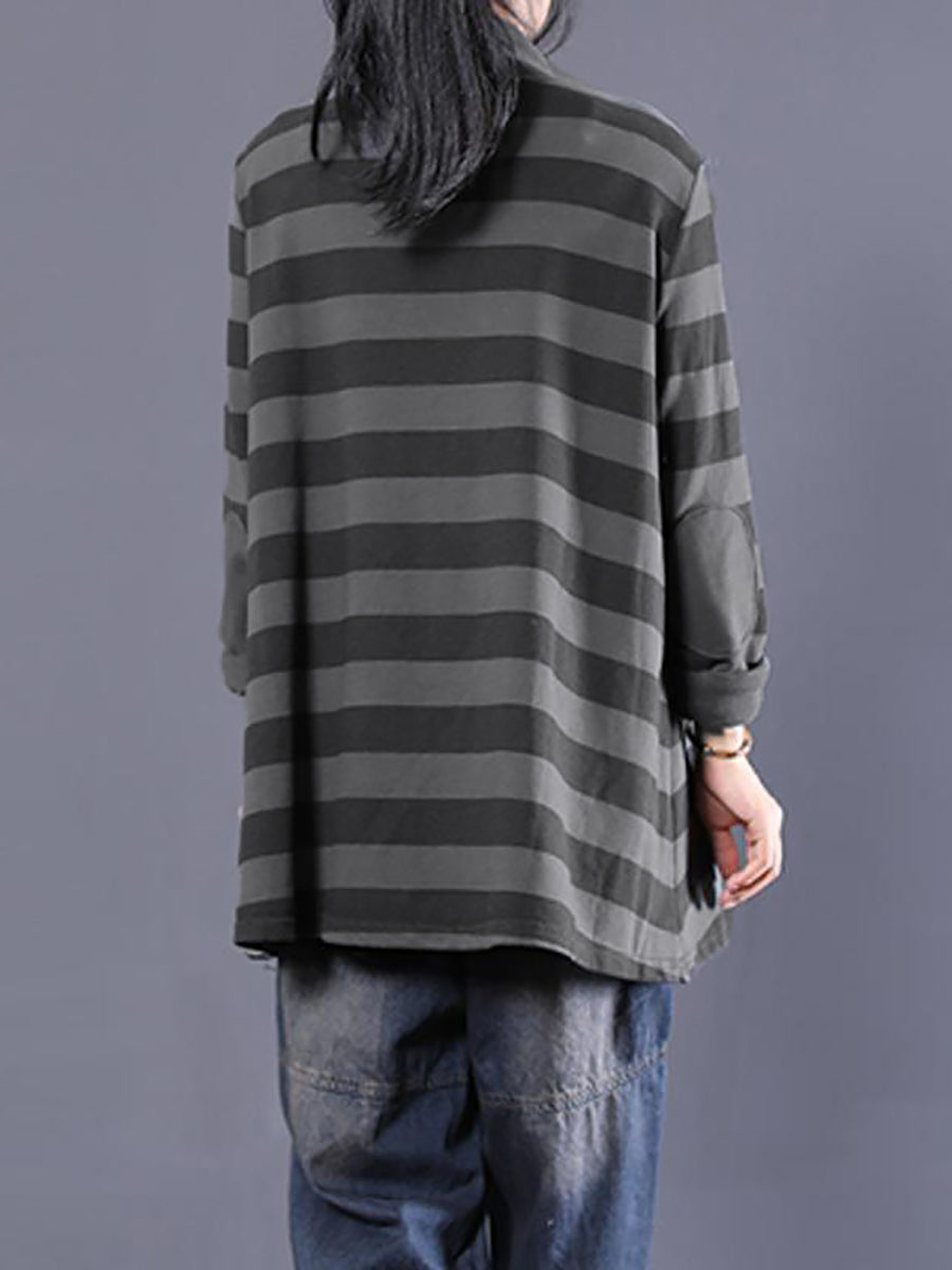 Plus Size Women's Casual Striped Turtleneck Sweater