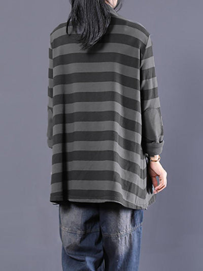 Plus Size Women's Casual Striped Turtleneck Sweater