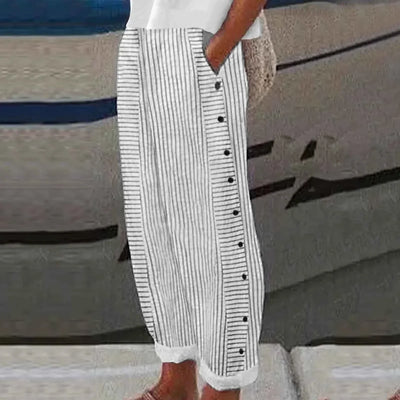 Anna | Seabreeze Stripe Button Trousers
