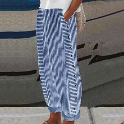 Anna | Seabreeze Stripe Button Trousers