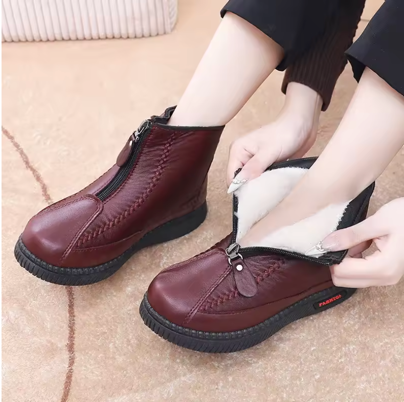 Warm Woolen Lined Snow Boots Soft Bottom Anti-Slip Winter Shoes