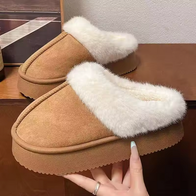 Women's Fur Snow Slippers Winter