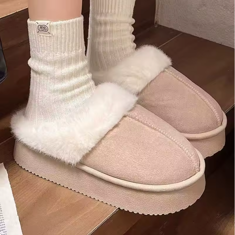 Women's Fur Snow Slippers Winter