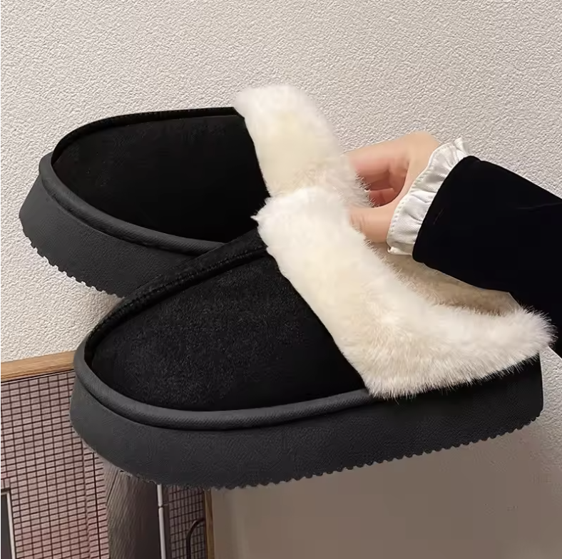 Women's Fur Snow Slippers Winter