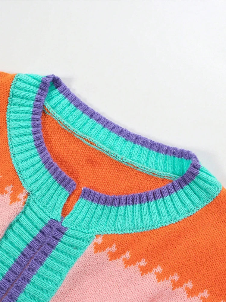 Color Block Knit Cardigan