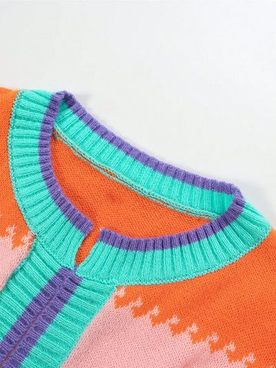 Color Block Knit Cardigan