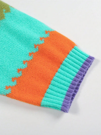 Color Block Knit Cardigan