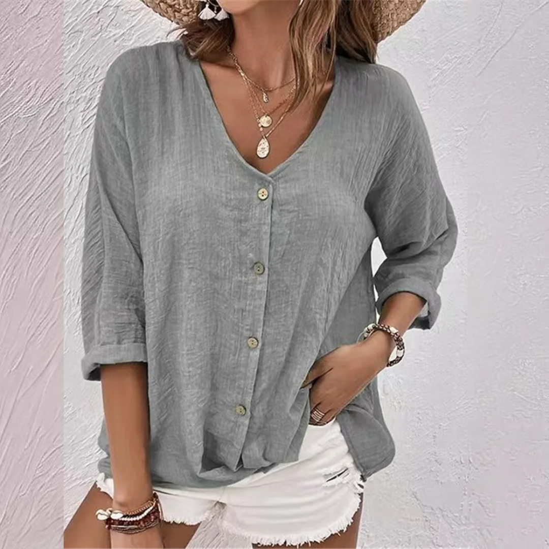 Jasmine | Summer Linen Blouse With Fine Button Closure