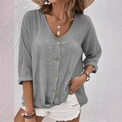 Jasmine | Summer Linen Blouse With Fine Button Closure
