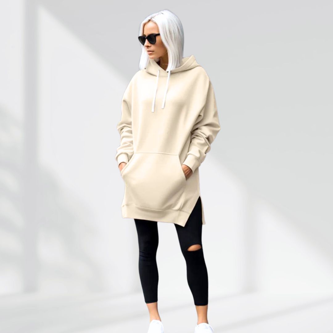 The Cozy Luxe Hoodie Dress Cream