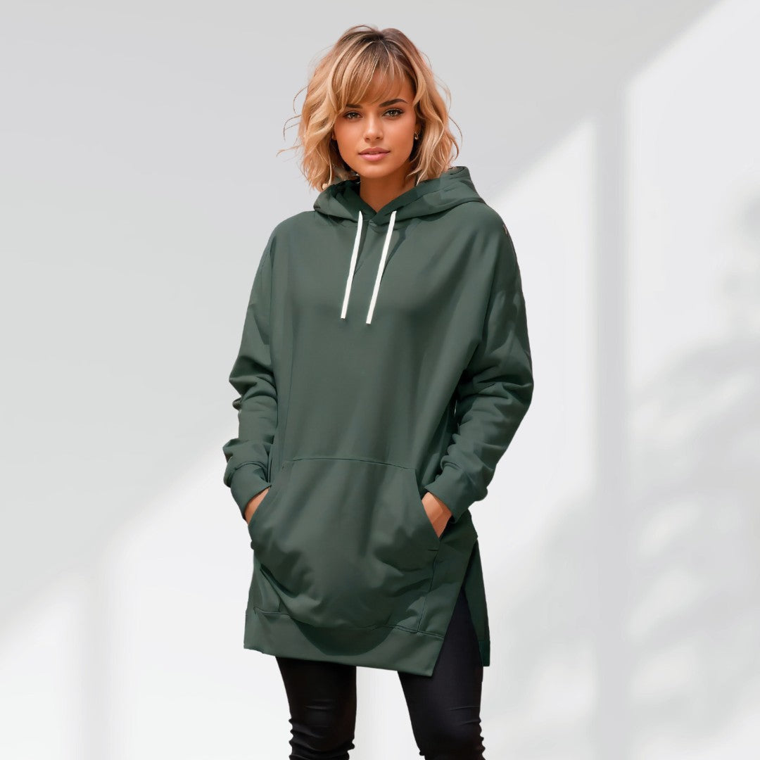 The Cozy Luxe Hoodie Dress Green