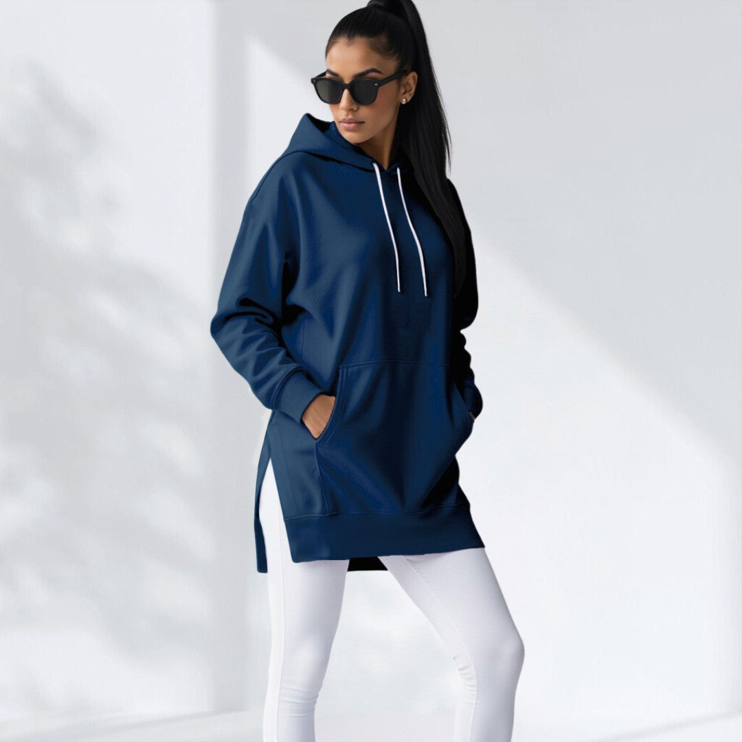 The Cozy Luxe Hoodie Dress Navy Blue