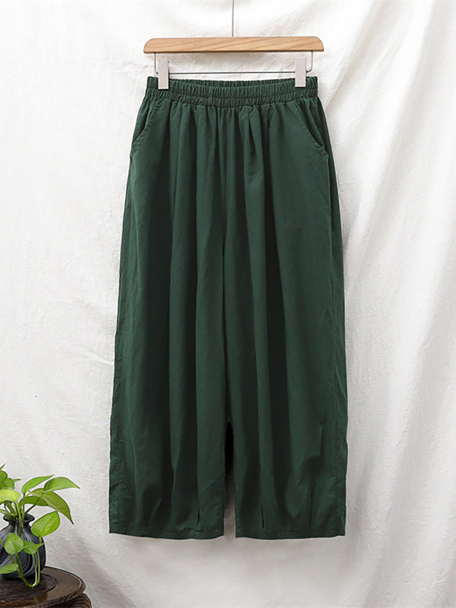 Plus Size Women’s Cotton Linen Pocket Casual Lantern Pants