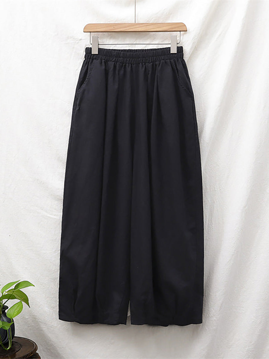 Plus Size Women’s Cotton Linen Pocket Casual Lantern Pants