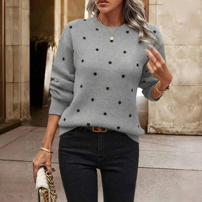 Casual Knitted Sweater with Polka Dots