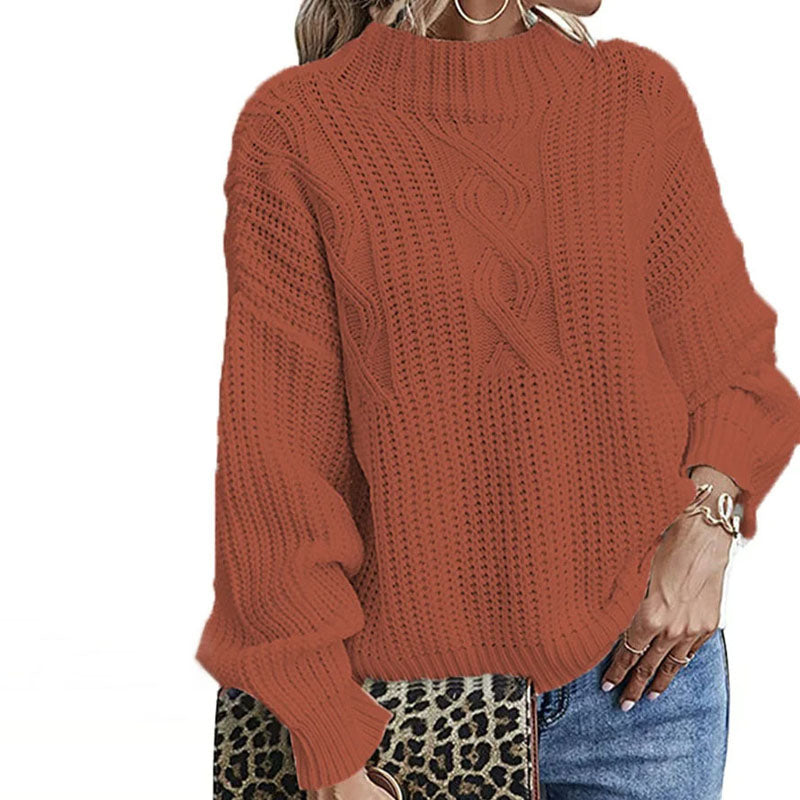 Casual Sweater with Cable Knit Pattern