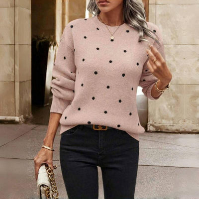 Casual Knitted Sweater with Polka Dots