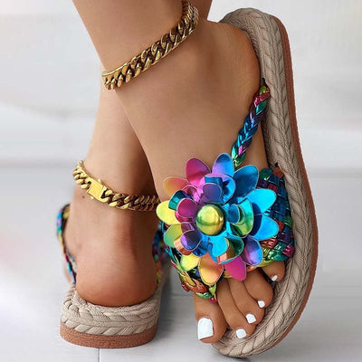 3D Floral Decorative Flat House Slippers