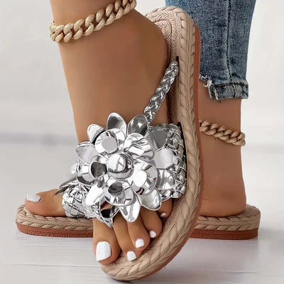 3D Floral Decorative Flat House Slippers