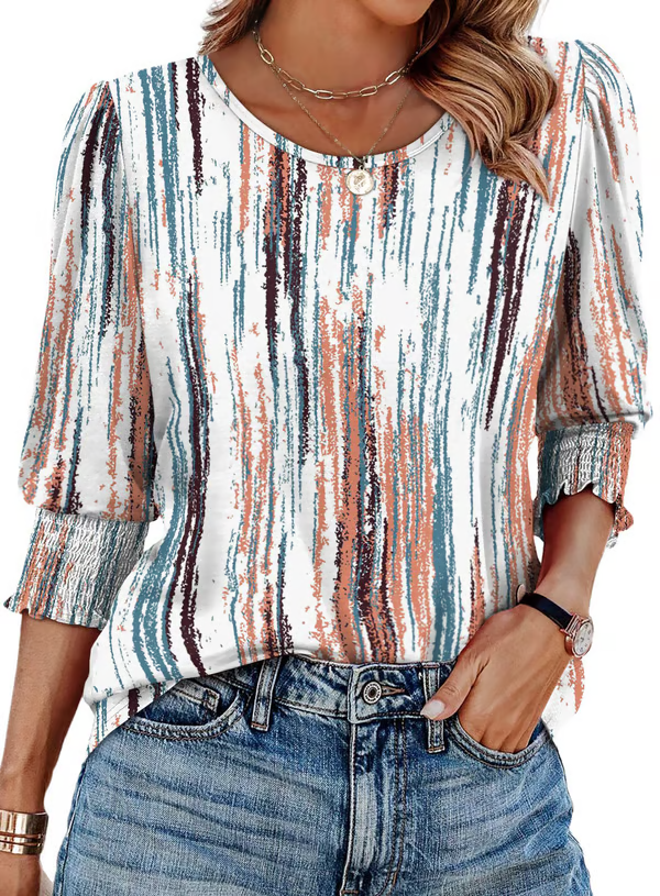 Ella | Printed Charm Top Vertical Colour stripes