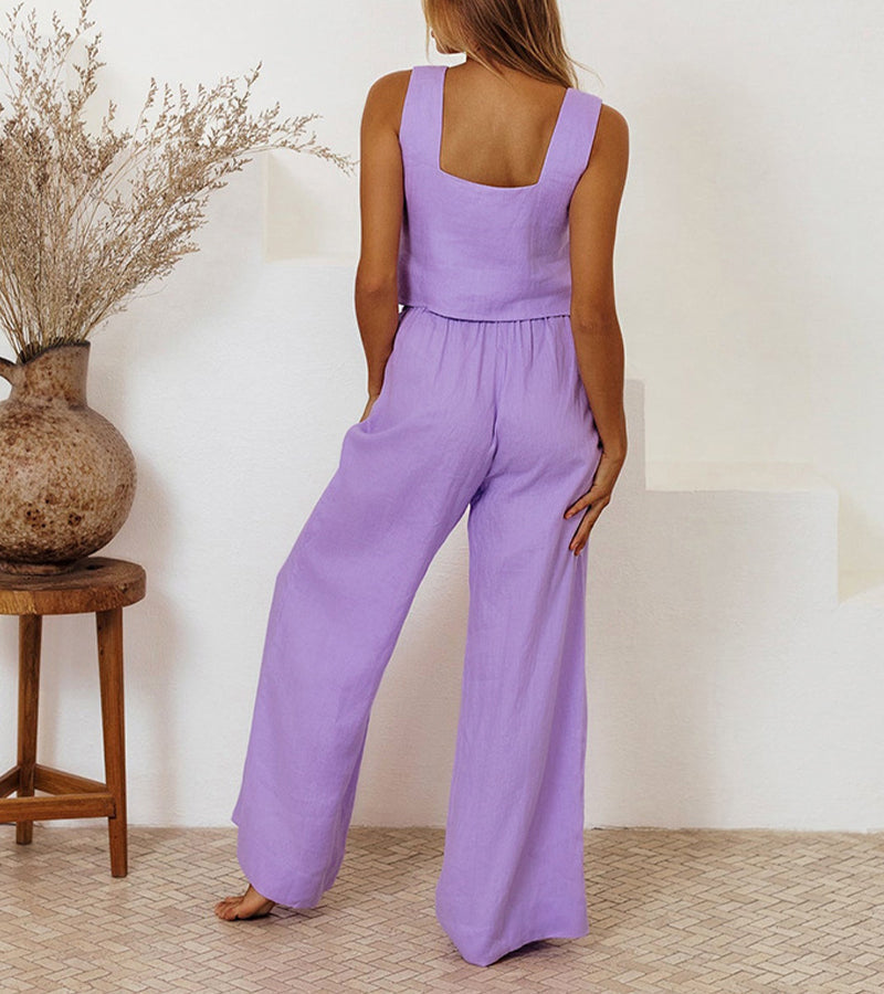 Milena | Minimalist Top and Wide-Leg Pants Set