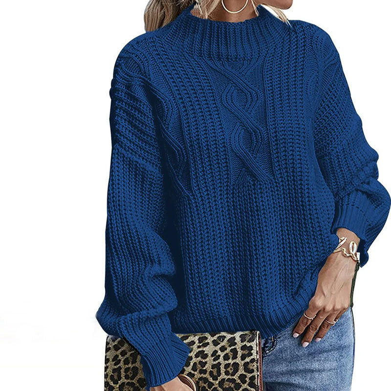 Casual Sweater with Cable Knit Pattern