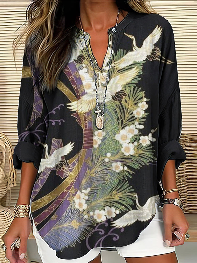 Ellie™ | Elegant Flight Print Blouse